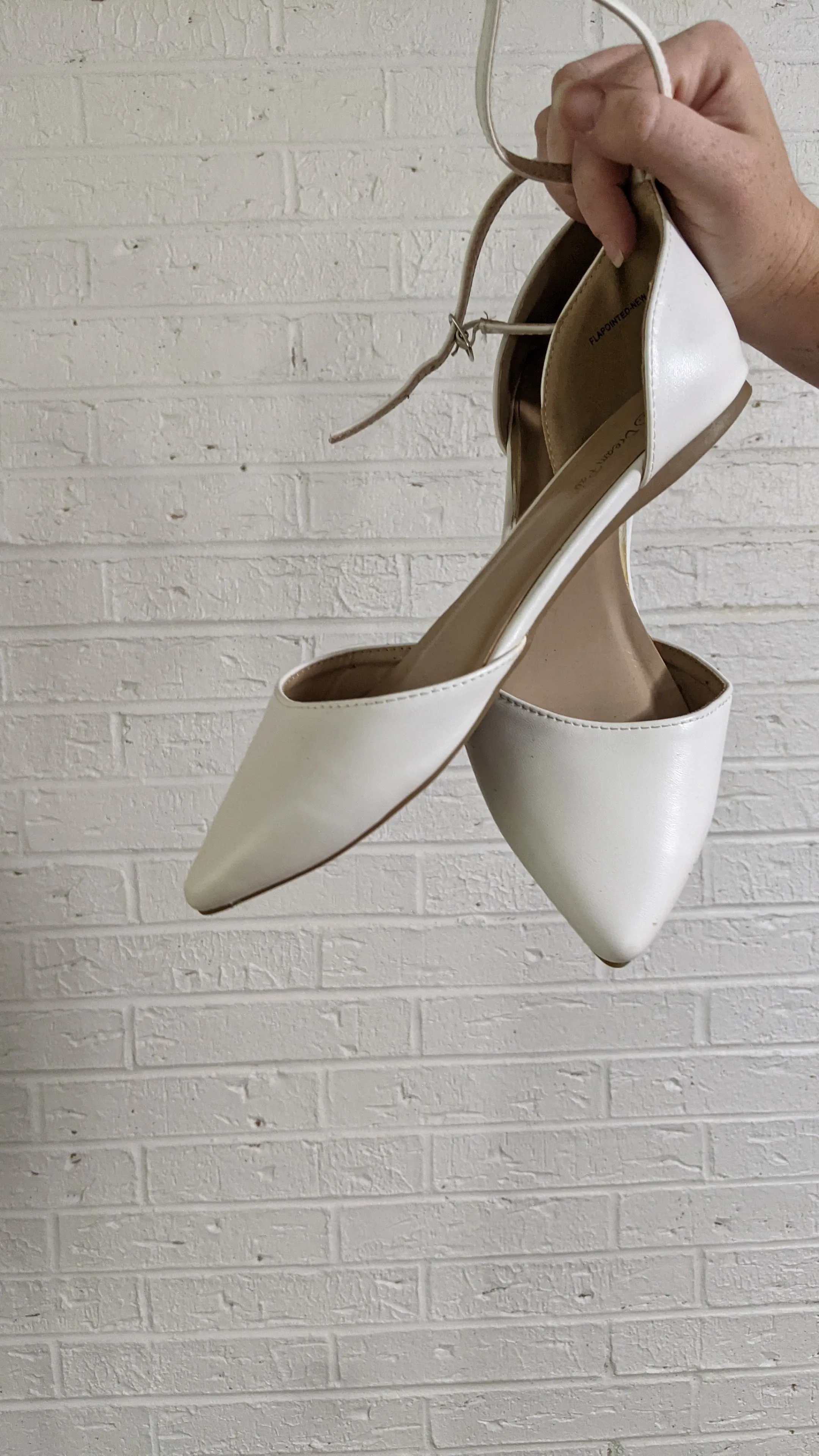 8.5 - White Ankle Strap Flats