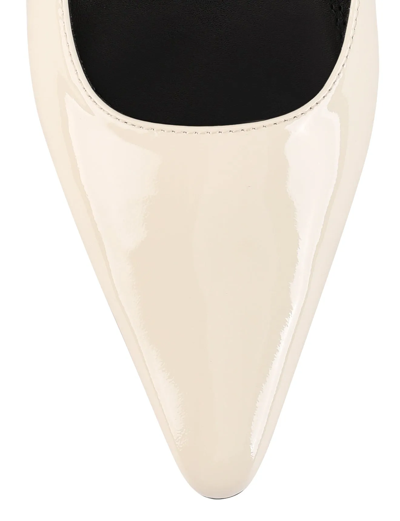 Alana Slingback Flats  - Chalk White Patent Leather