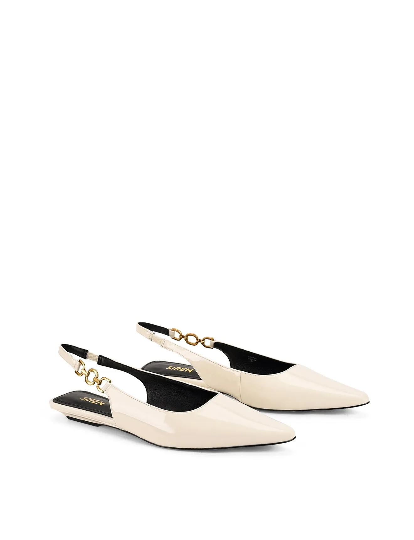 Alana Slingback Flats  - Chalk White Patent Leather