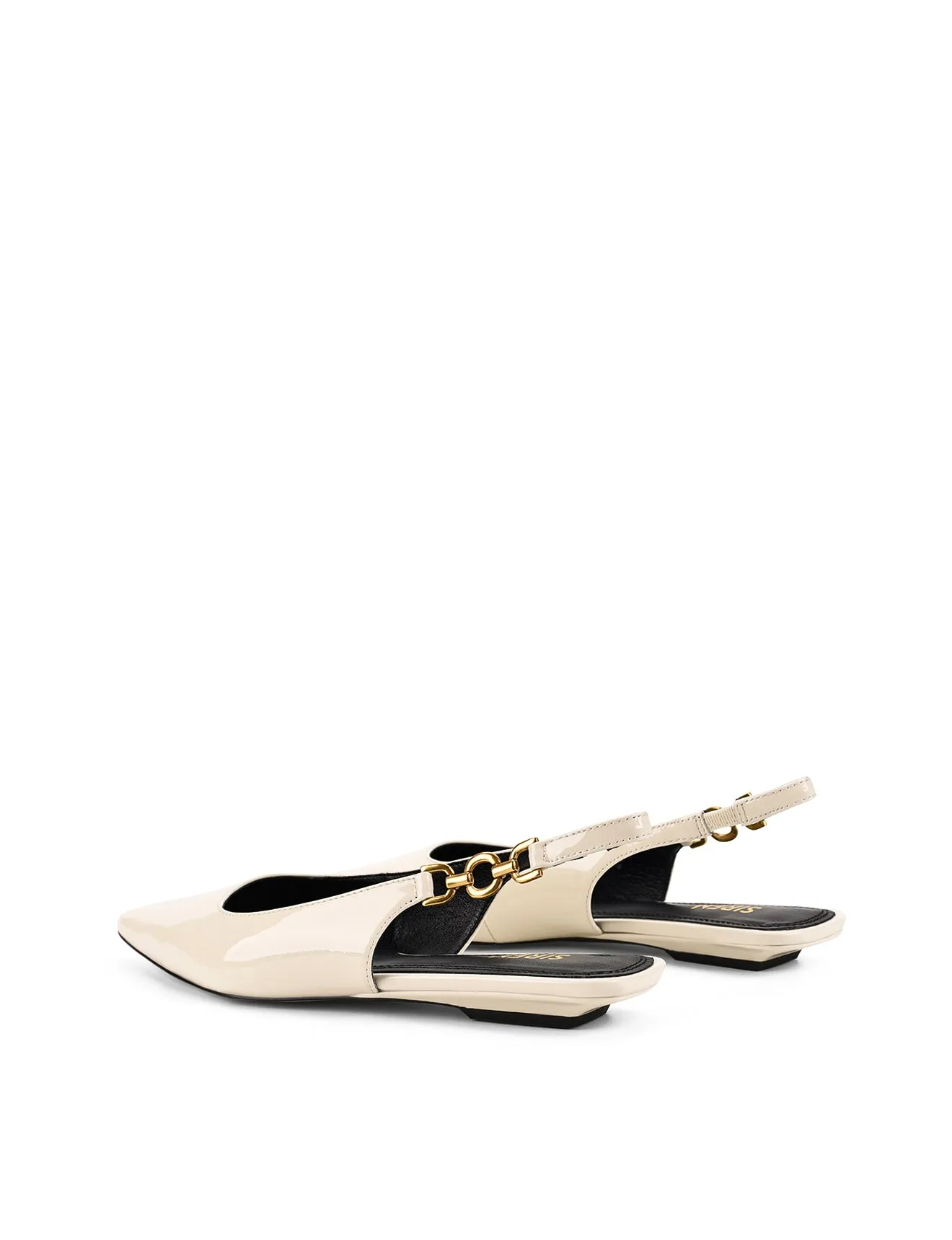 Alana Slingback Flats  - Chalk White Patent Leather