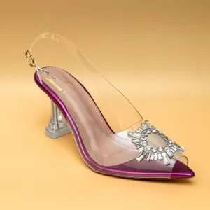Amina Rhinestone Broach Heels - Pink