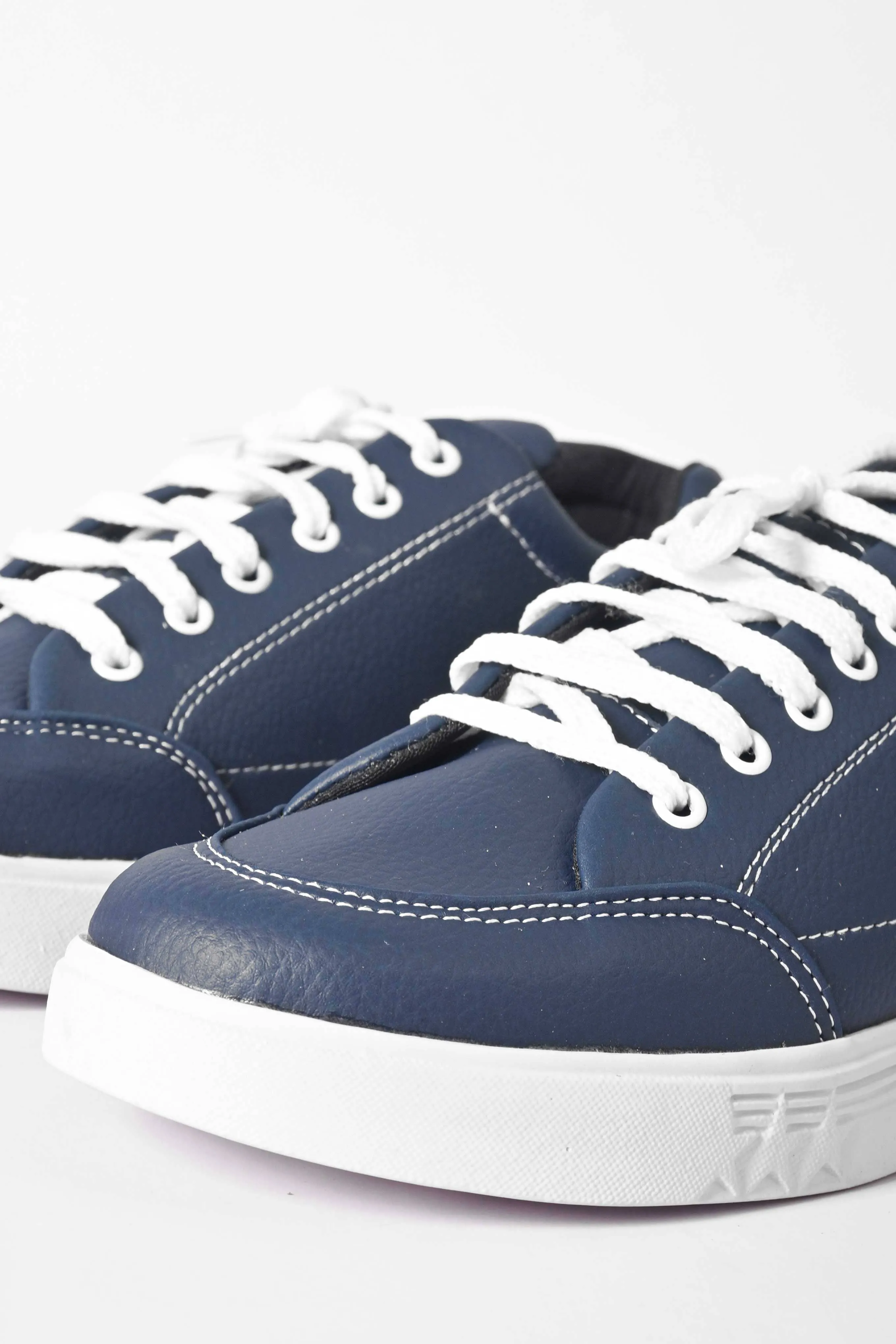 Black Camel Men's Threading Detail Design Leather Sneakers