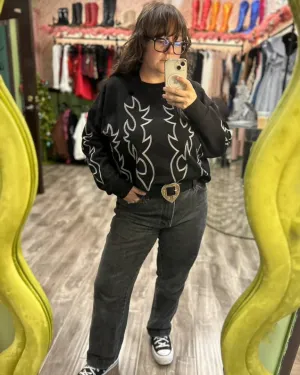 Blowin' Smoke Western Stitch Long Sleeve Pullover Sweater