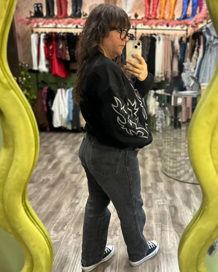 Blowin' Smoke Western Stitch Long Sleeve Pullover Sweater