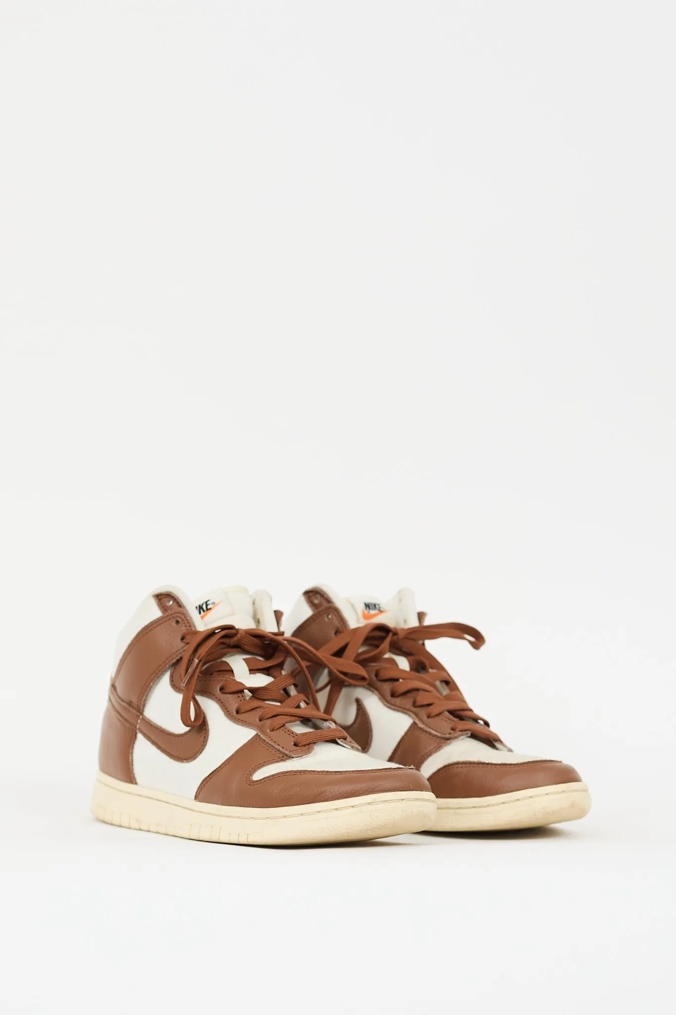 Brown Leather & Cream Canvas Dunk High Sneaker