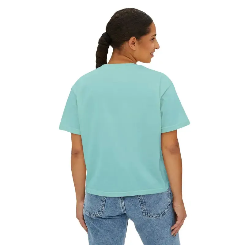 Chic Boxy Fit Womens Tee Flowers Sewn in Twill
