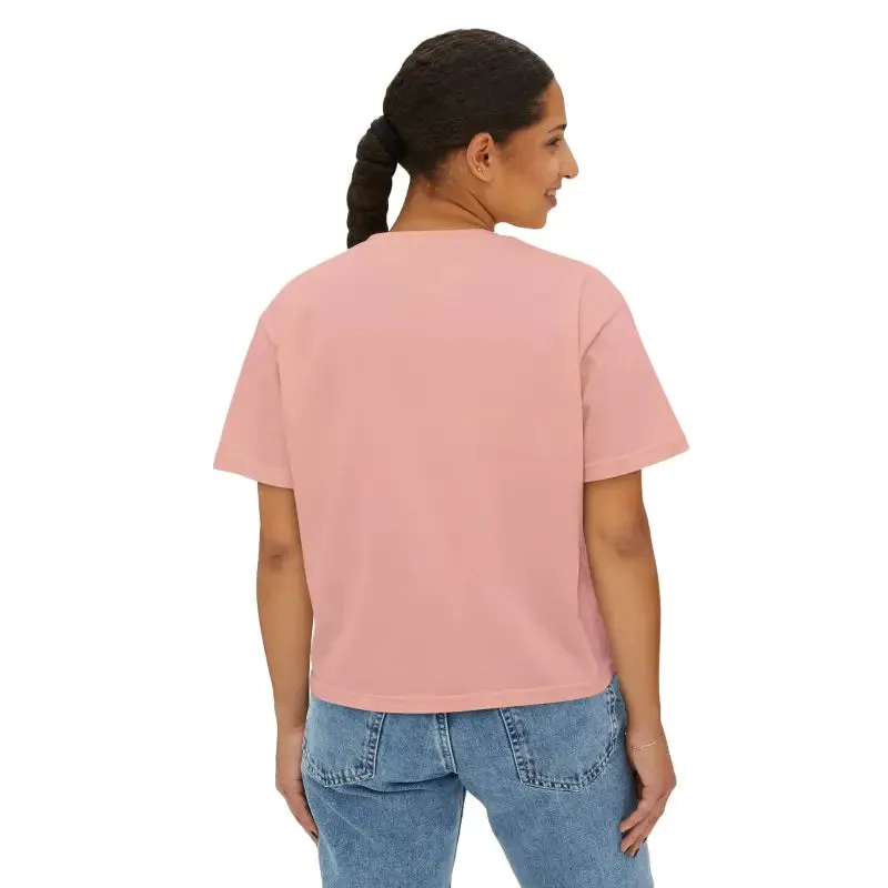Chic Boxy Fit Womens Tee Flowers Sewn in Twill