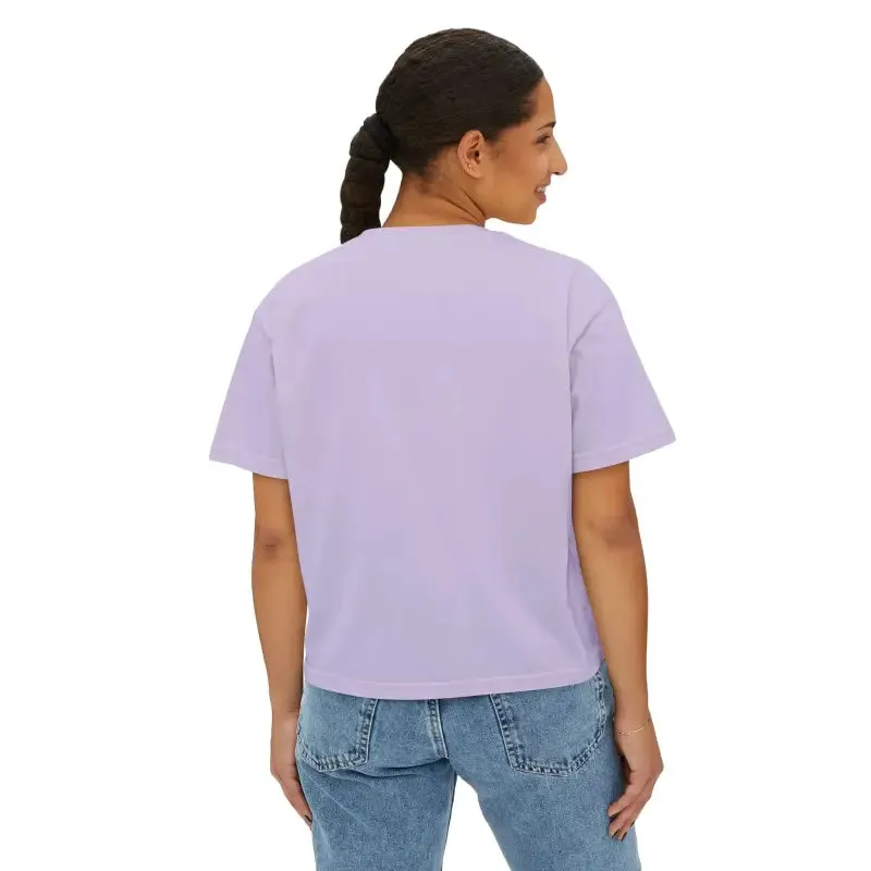 Chic Boxy Fit Womens Tee Flowers Sewn in Twill
