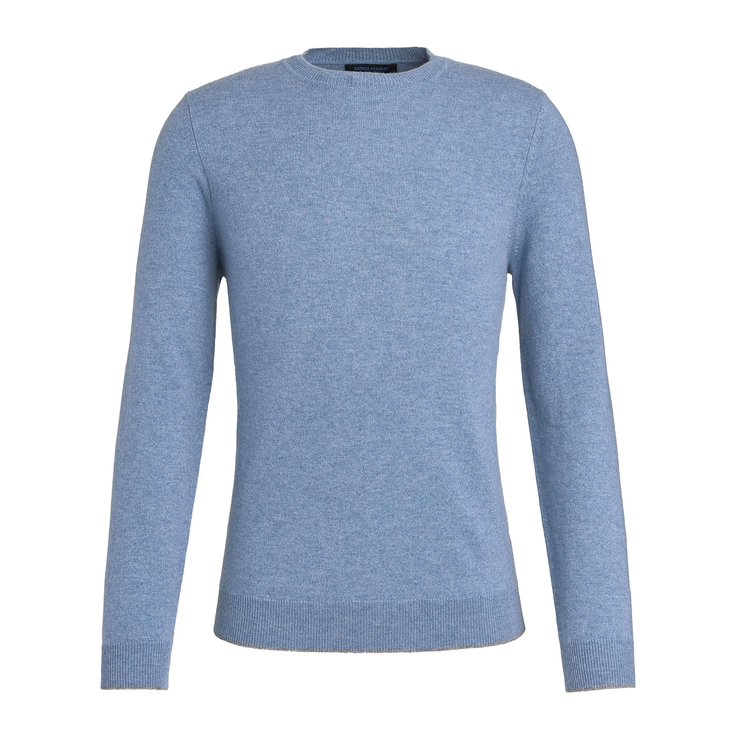 Cornflower Mélange Nano Cashmere Crew Neck - Patrick Assaraf