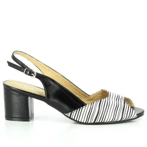 Dalessi Duprey Strips Black & White Slingback Sandals
