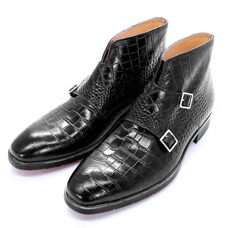 DW Men's Fashion Genuine Leather Monk Strap Boots