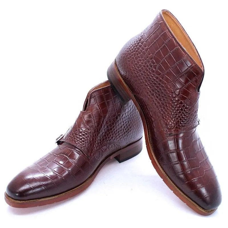DW Men's Fashion Genuine Leather Monk Strap Boots