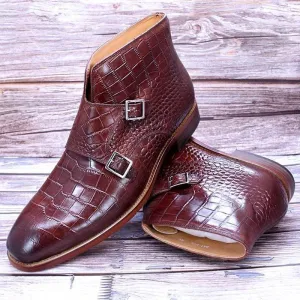 DW Men's Fashion Genuine Leather Monk Strap Boots