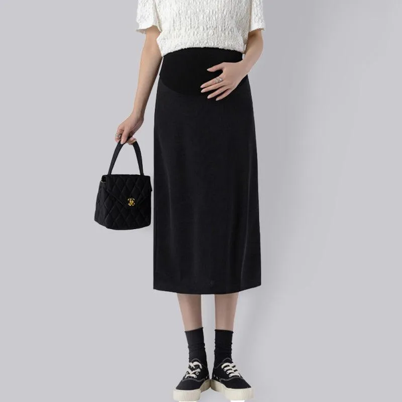 Elegant High-Waisted Maternity Dress with Stylish Back Split - Perfect for Expecting Moms