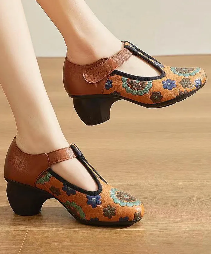 Ethnic Style 2024 New Chunky Heel Soft Sole Handmade Flowers CZ1028