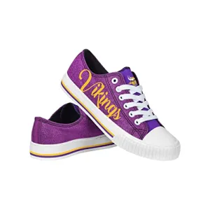 FOCO Minnesota Vikings NFL Womens Color Glitter Low Top Canvas Shoes - 9