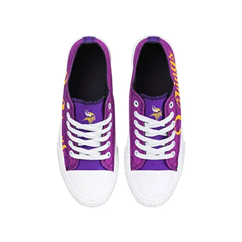FOCO Minnesota Vikings NFL Womens Color Glitter Low Top Canvas Shoes - 9