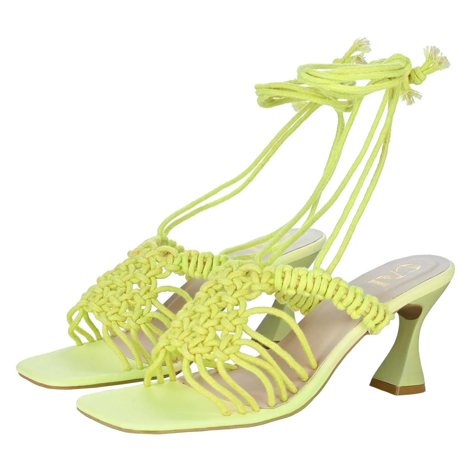 Green Knotted Tie-Up Heels