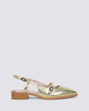 JASPER SLINGBACK FLATS GOLD LEATHER