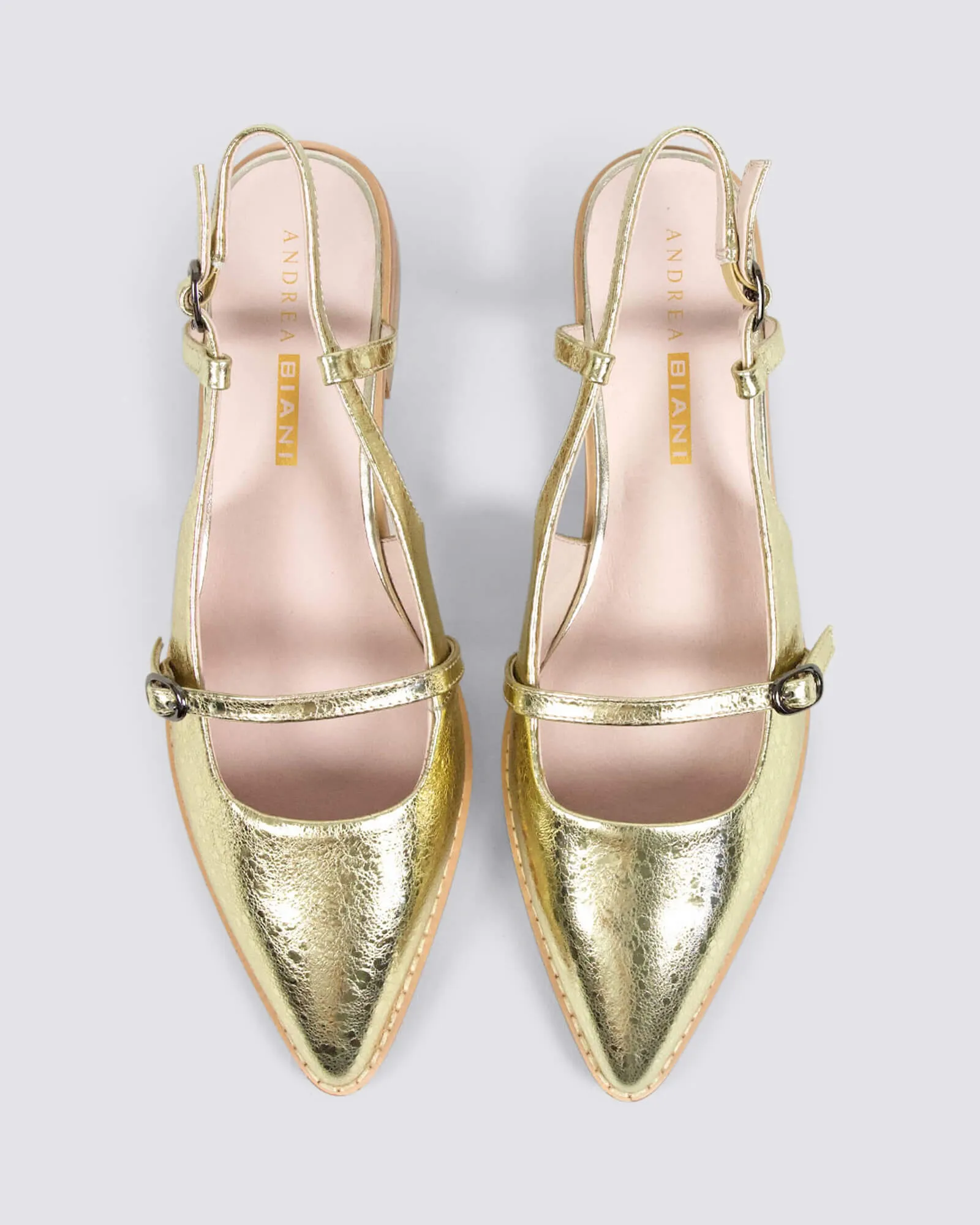 JASPER SLINGBACK FLATS GOLD LEATHER
