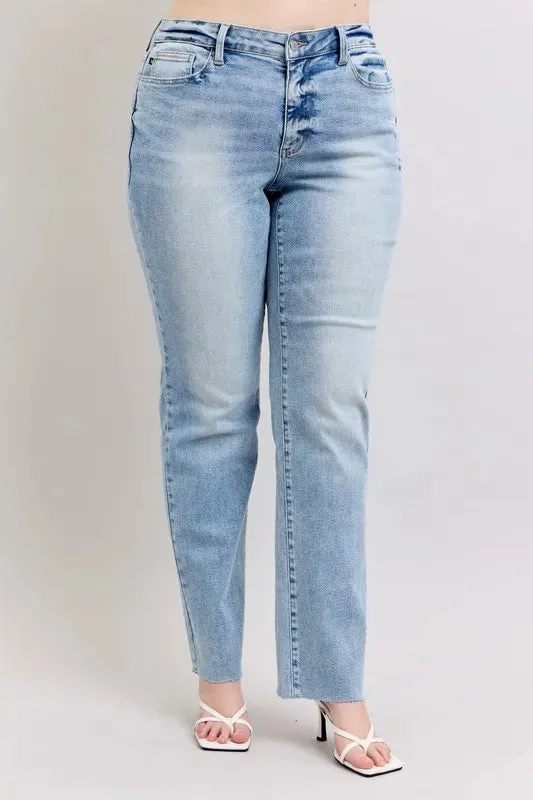 Judy Blue Full Size Mid Rise Light Wash Dad Jeans Plus Size