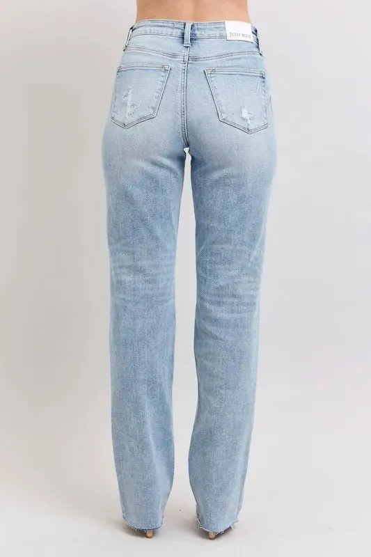 Judy Blue Full Size Mid Rise Light Wash Dad Jeans Plus Size