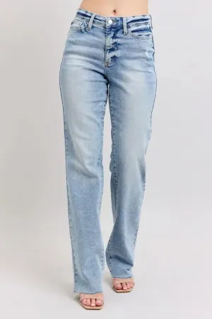 Judy Blue Full Size Mid Rise Light Wash Dad Jeans Plus Size