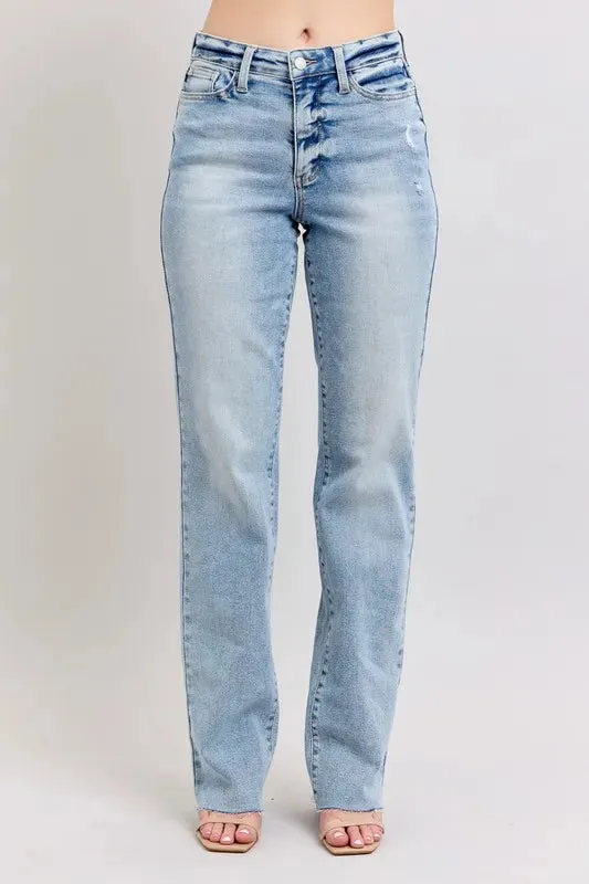Judy Blue Full Size Mid Rise Light Wash Dad Jeans Plus Size