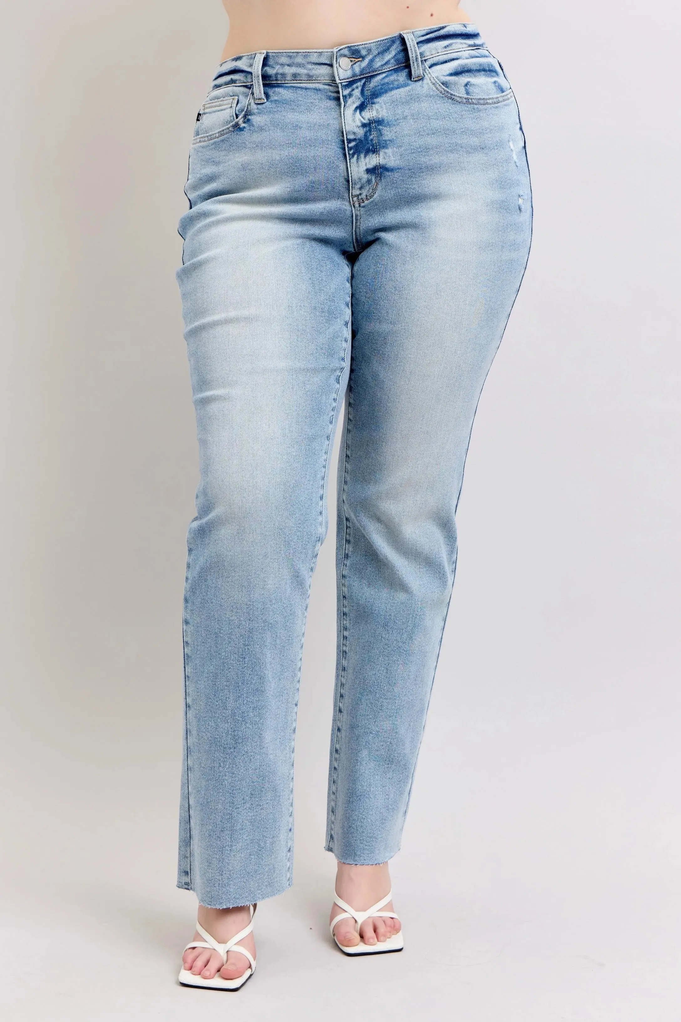 Judy Blue Full Size Mid Rise Light Wash Dad Jeans Plus Size