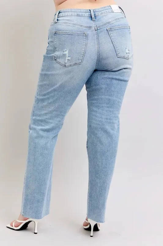 Judy Blue Full Size Mid Rise Light Wash Dad Jeans Plus Size
