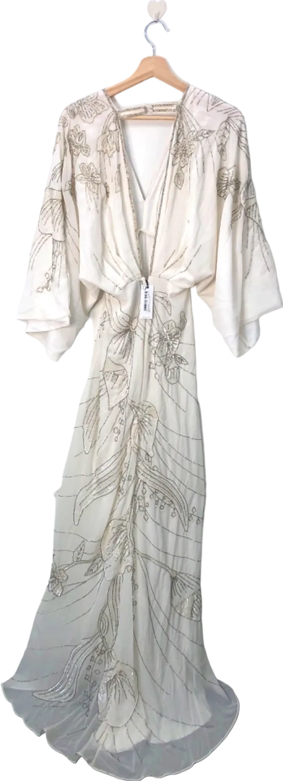 Karen Millen Ivory Petite Rupe Applique Woven Maxi Dress UK 4