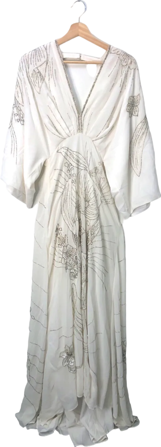 Karen Millen Ivory Petite Rupe Applique Woven Maxi Dress UK 4