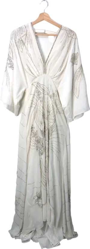 Karen Millen Ivory Petite Rupe Applique Woven Maxi Dress UK 4