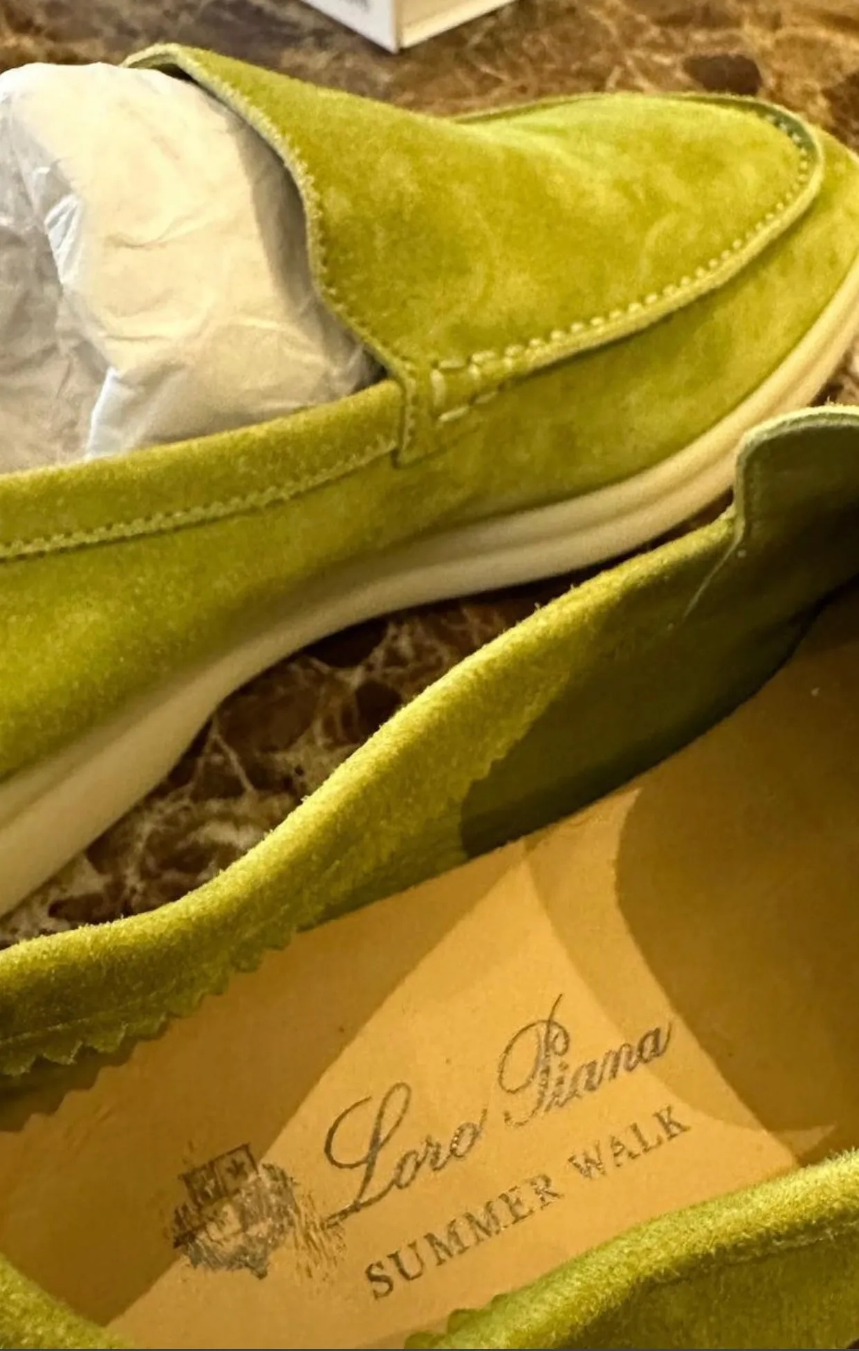 Loro Piana Women's Green Summer Walk Suede Loafers Size 36 UK 3 US 6 ladies
