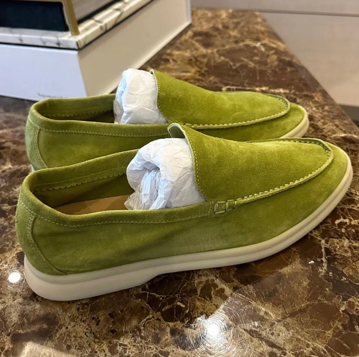 Loro Piana Women's Green Summer Walk Suede Loafers Size 36 UK 3 US 6 ladies