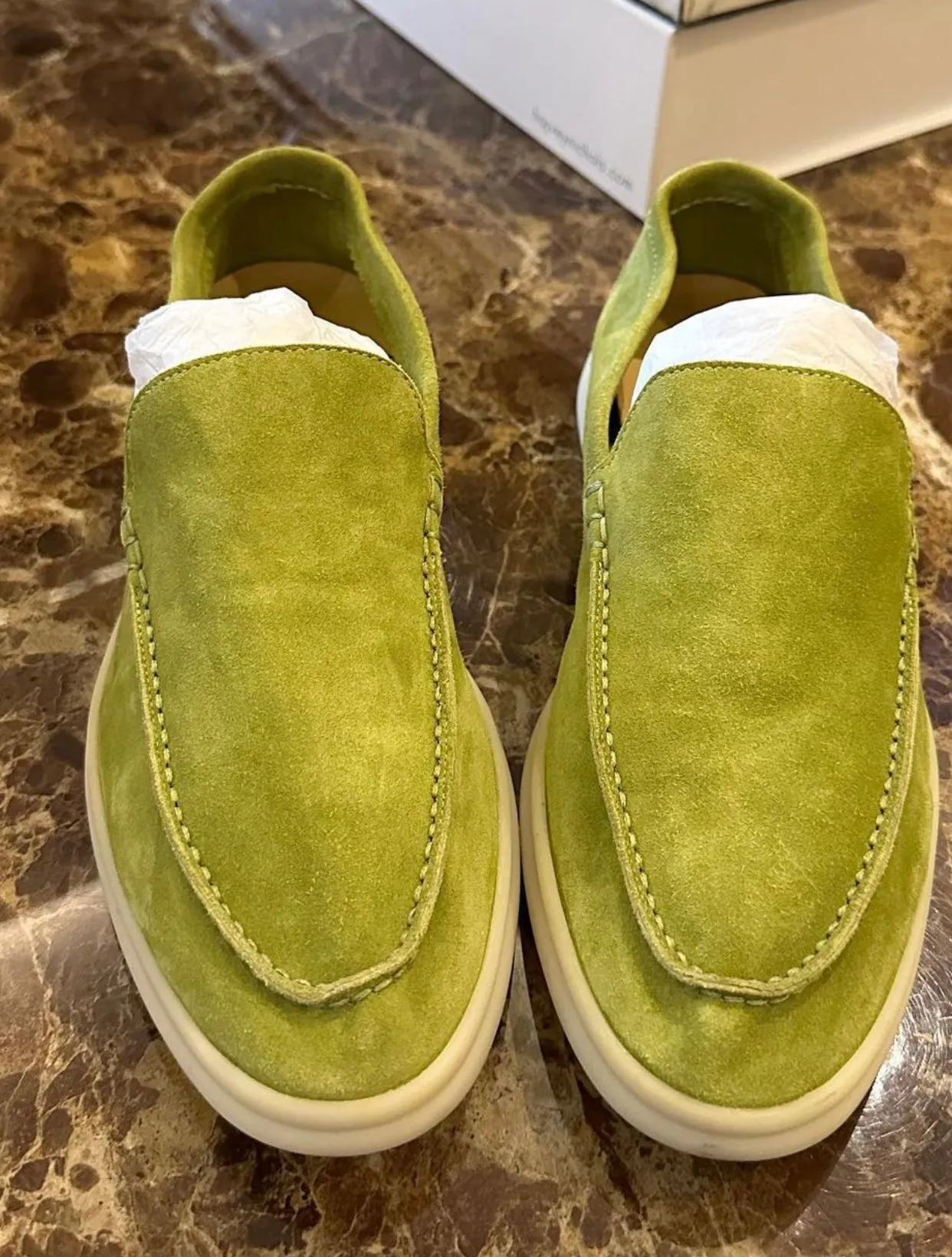 Loro Piana Women's Green Summer Walk Suede Loafers Size 36 UK 3 US 6 ladies
