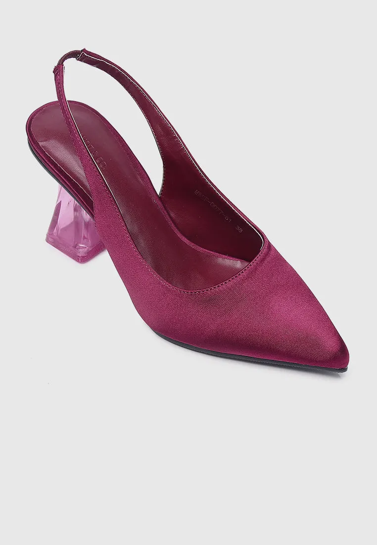 Lumi Slingback Transparent Heels (Red Violet)