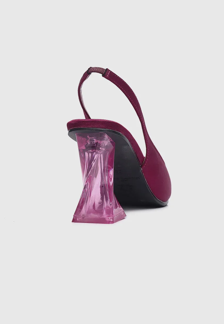 Lumi Slingback Transparent Heels (Red Violet)