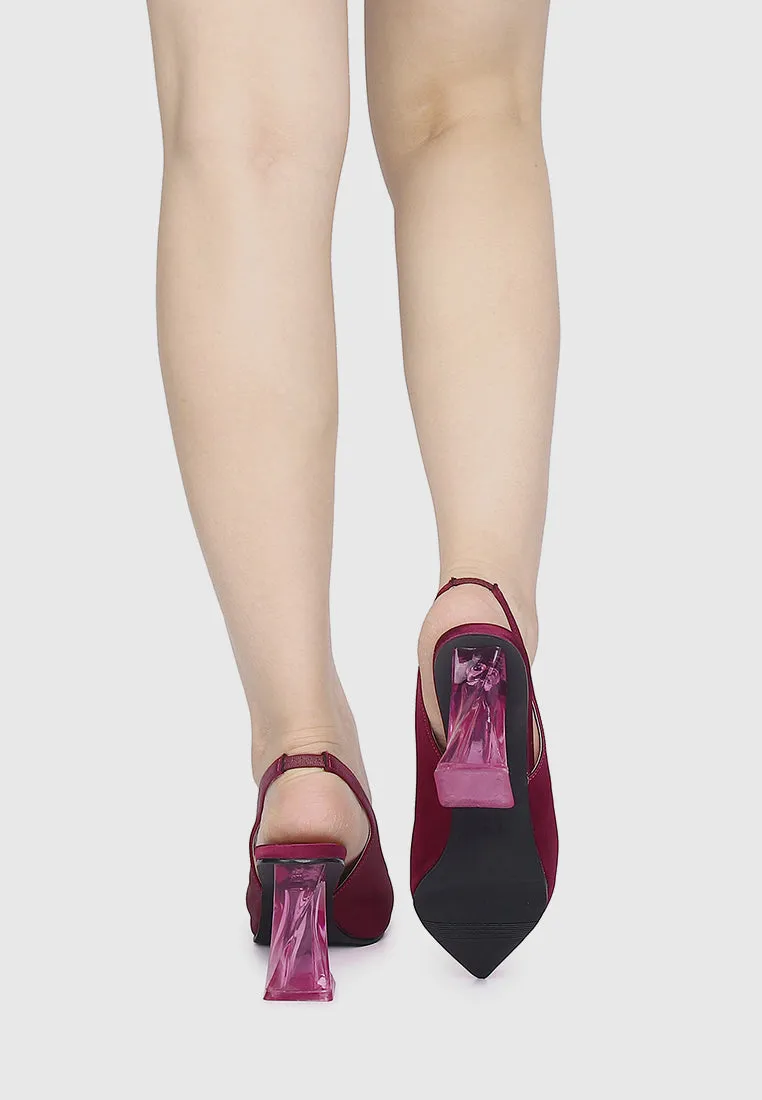 Lumi Slingback Transparent Heels (Red Violet)