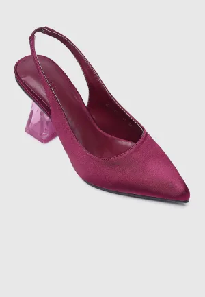 Lumi Slingback Transparent Heels (Red Violet)