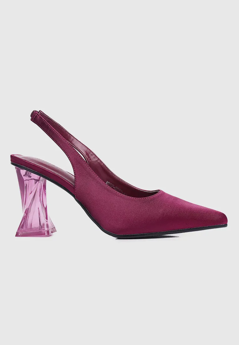 Lumi Slingback Transparent Heels (Red Violet)