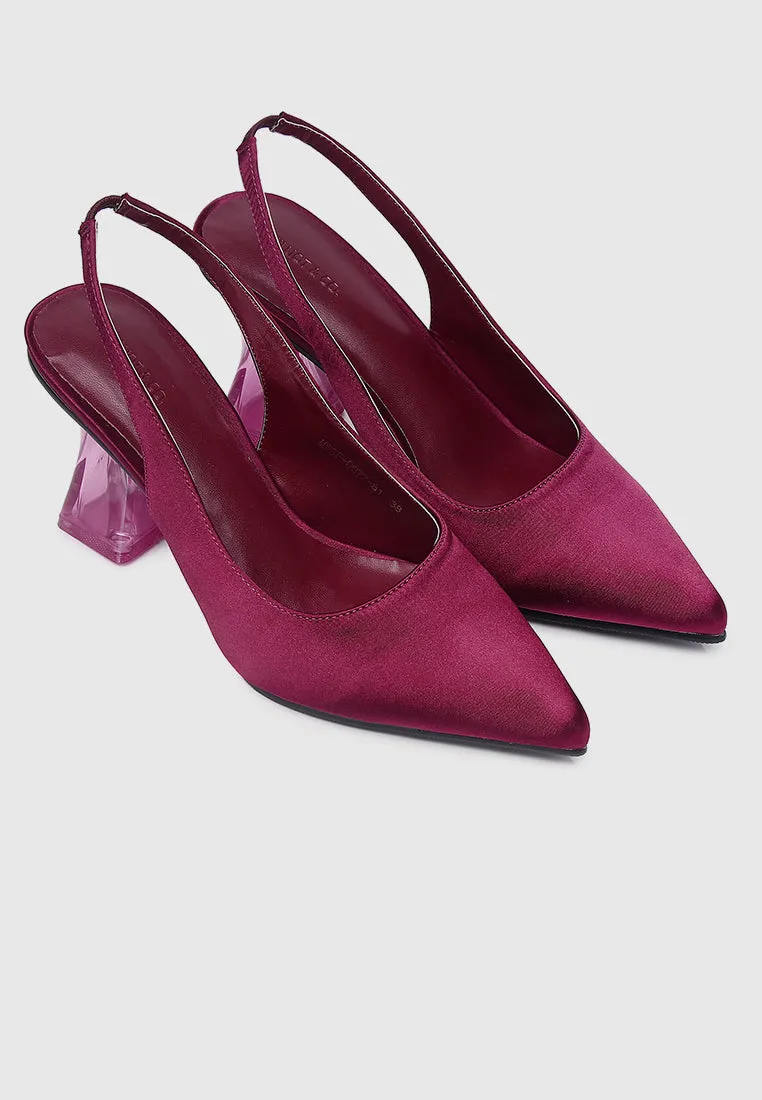 Lumi Slingback Transparent Heels (Red Violet)
