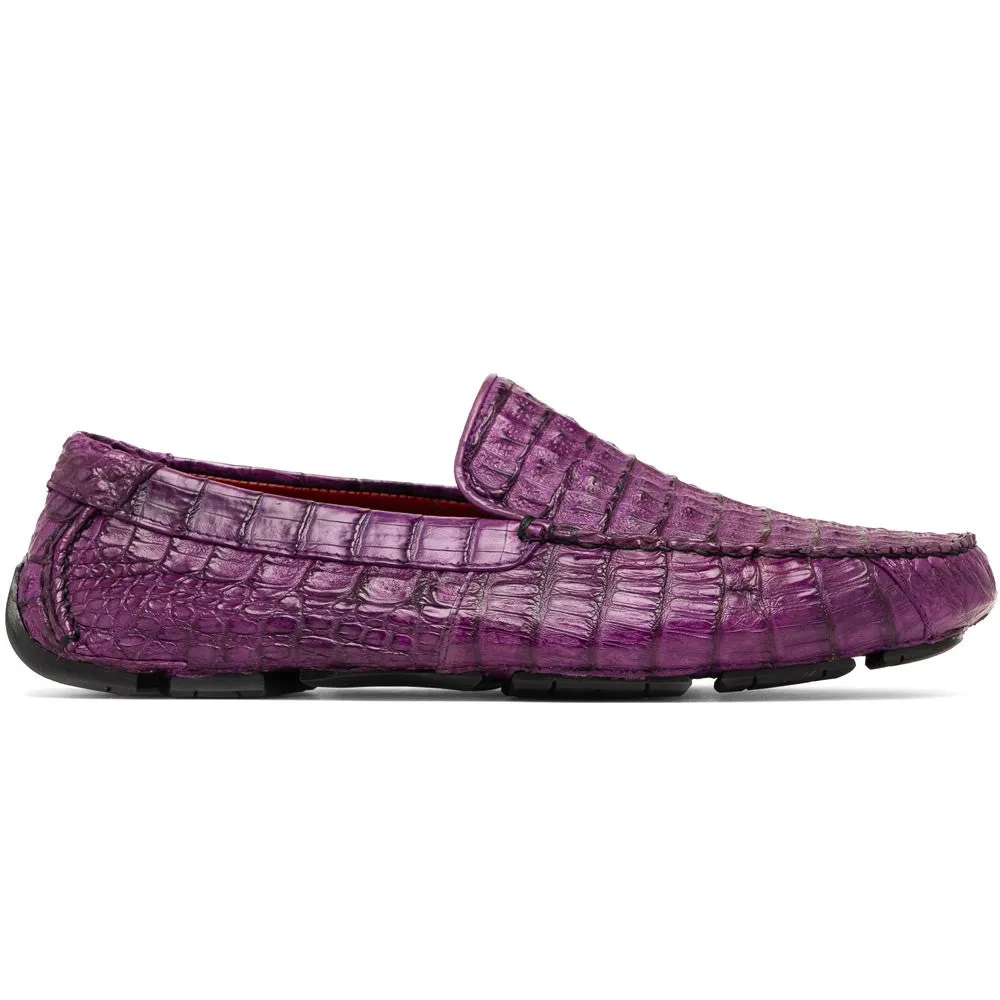 Marco Di Milano Remo Purple Caiman Driving Slip-On Loafers