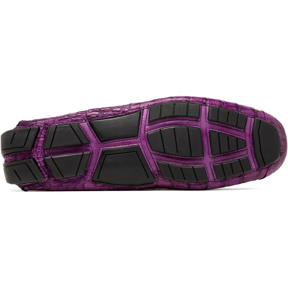 Marco Di Milano Remo Purple Caiman Driving Slip-On Loafers