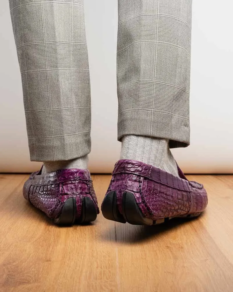 Marco Di Milano Remo Purple Caiman Driving Slip-On Loafers