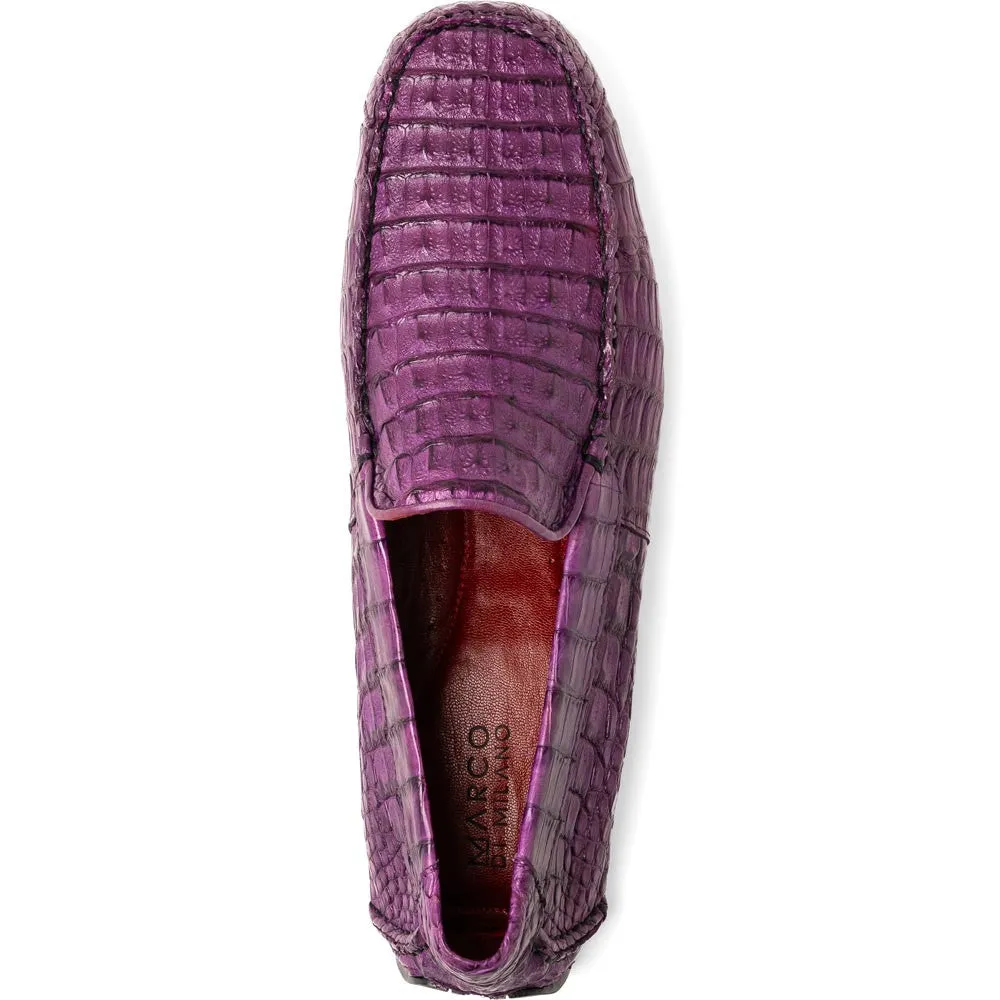 Marco Di Milano Remo Purple Caiman Driving Slip-On Loafers