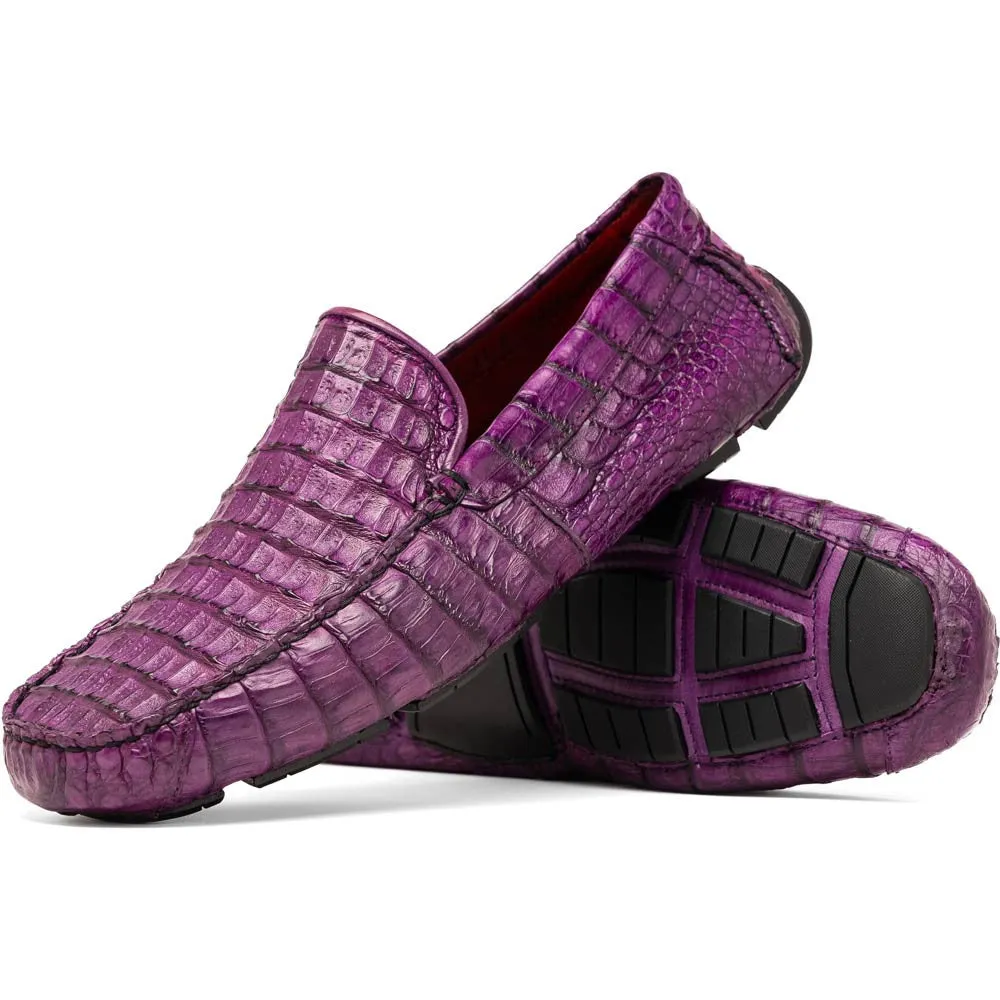 Marco Di Milano Remo Purple Caiman Driving Slip-On Loafers