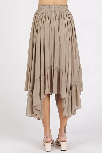 Mittoshop Handkerchief Hem Elastic Waist Pocket Midi Skirt