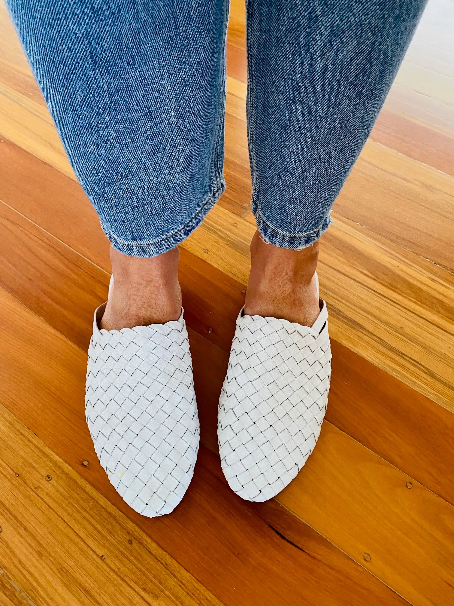 Nyah Woven Mule White - CLOSING DOWN SALE 50% OFF