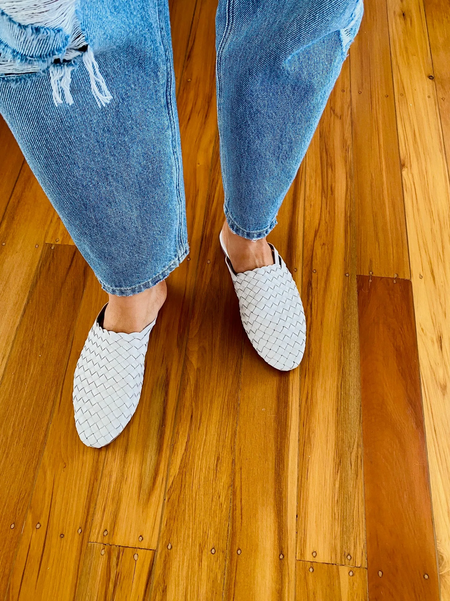 Nyah Woven Mule White - CLOSING DOWN SALE 50% OFF